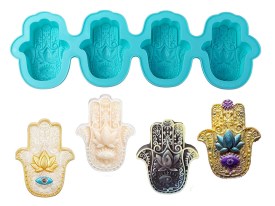Molde silicona 4  jabones Mano de Fatima 
